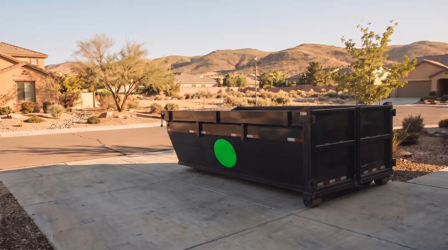 Dumpster rental on a residential driveway in Reno
